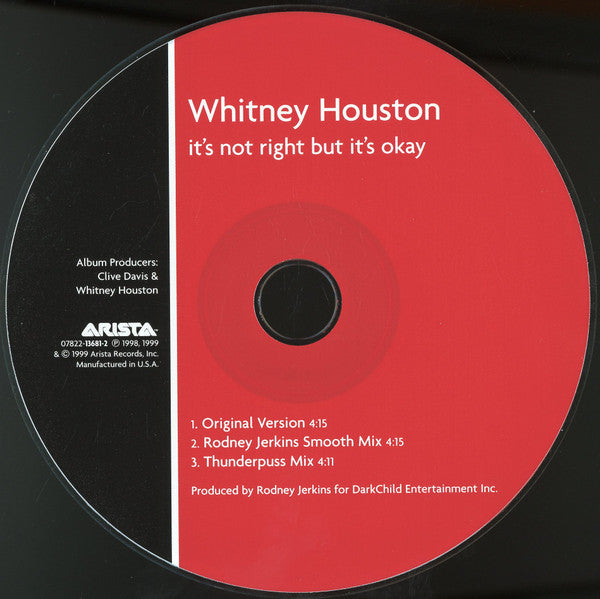 Whitney Houston : It's Not Right But It's Okay (CD, Single)