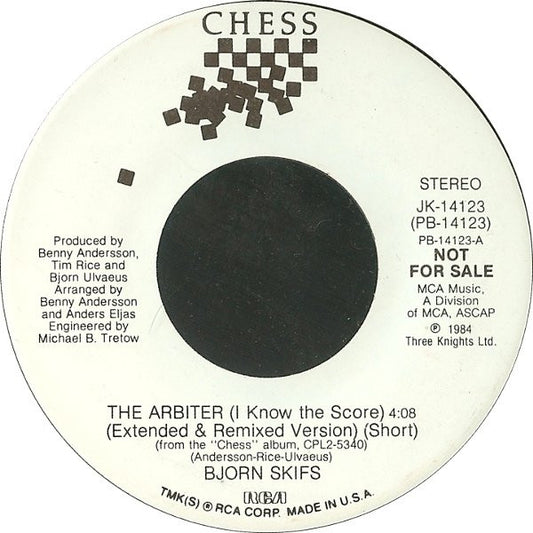 Björn Skifs : The Arbiter (I Know The Score) (7", Promo)