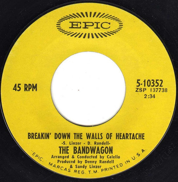 Johnny Johnson And The Bandwagon : Breakin' Down The Walls Of Heartache (7", Single, Styrene, Pit)