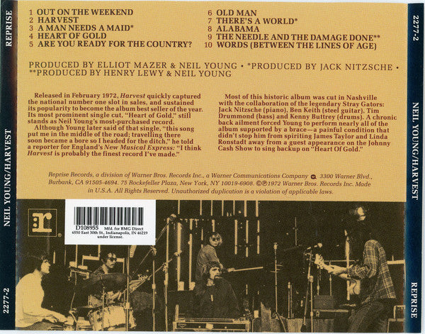 Neil Young : Harvest (CD, Album, Club, RE, BMG)