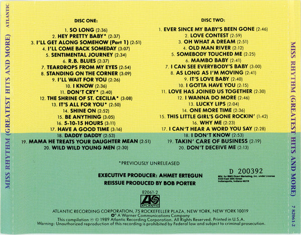 Ruth Brown : Miss Rhythm (Greatest Hits And More) (2xCD, Comp, Club, RE, BMG)