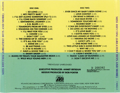 Ruth Brown : Miss Rhythm (Greatest Hits And More) (2xCD, Comp, Club, RE, BMG)