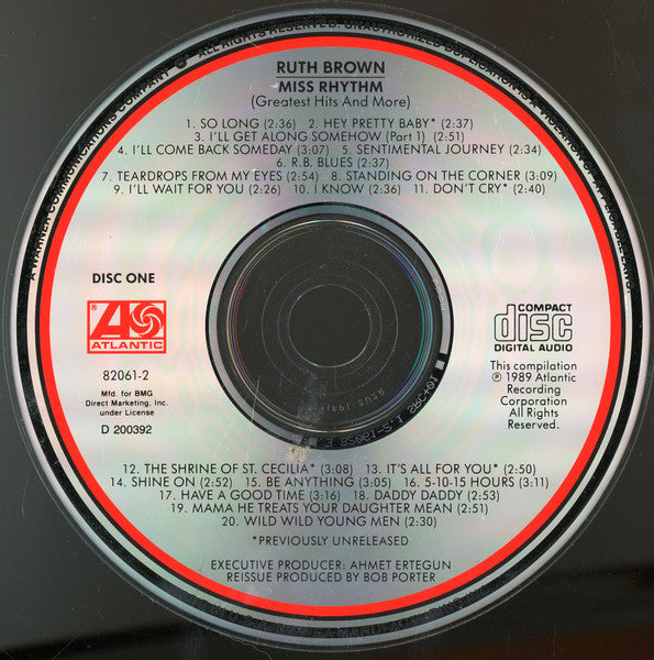 Ruth Brown : Miss Rhythm (Greatest Hits And More) (2xCD, Comp, Club, RE, BMG)