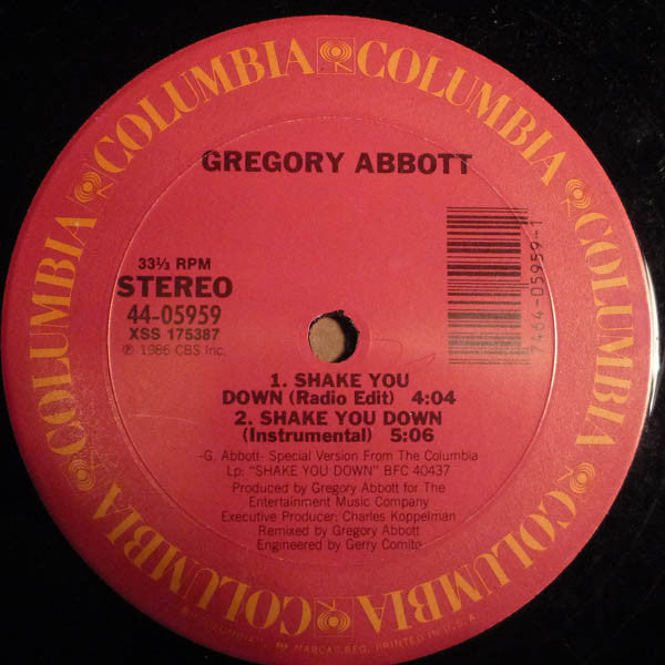 Gregory Abbott : Shake You Down (12", Single)
