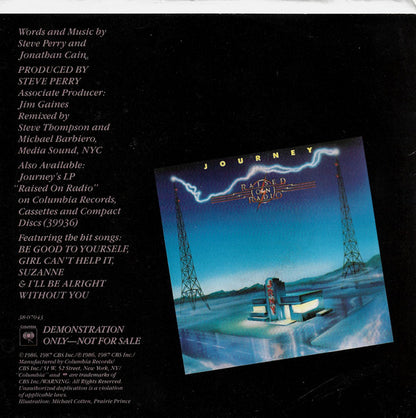 Journey : Why Can't This Night Go On Forever (7", Promo, Styrene)