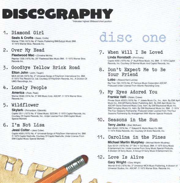 Various : Singers And Songwriters Mid-'70s (2xCD, Comp)