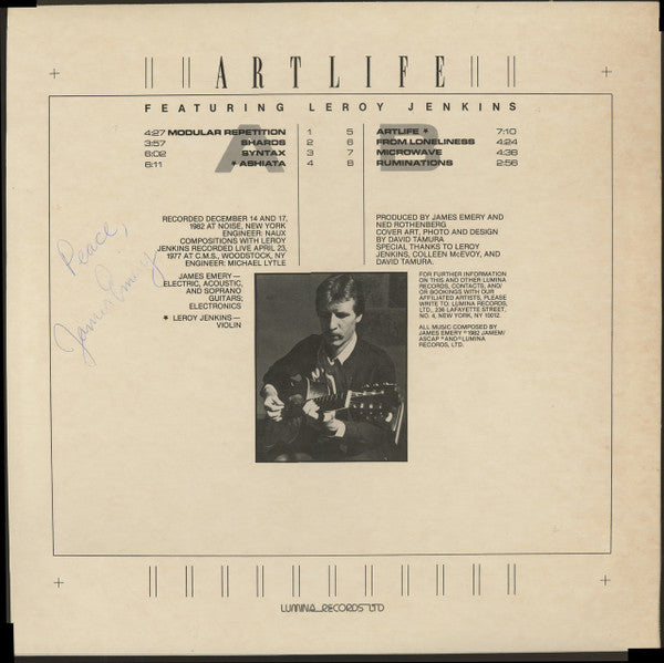 James Emery : Artlife (LP, Album)