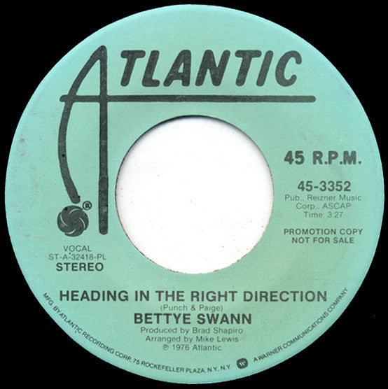 Bettye Swann : Heading In The Right Direction (7", Promo, PL)
