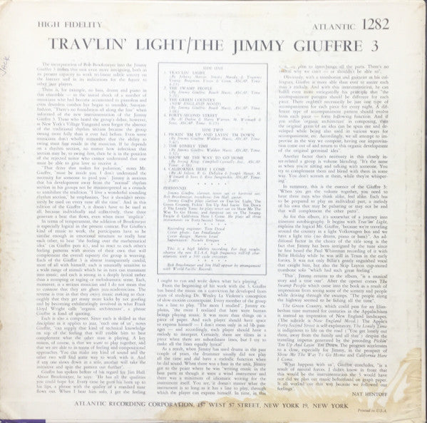 The Jimmy Giuffre Trio : Trav'lin' Light (LP, Album)