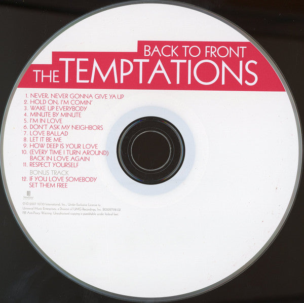 The Temptations : Back To Front (CD, Album)