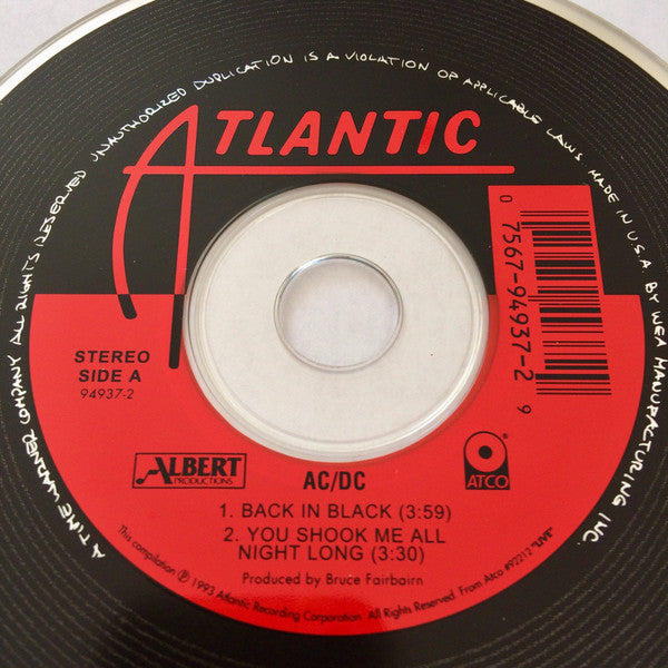 AC/DC : Back In Black / You Shook Me All Night Long (CD, Single)