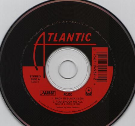 AC/DC : Back In Black / You Shook Me All Night Long (CD, Single)
