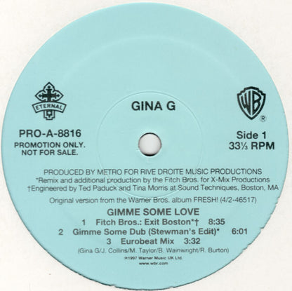 Gina G : Gimme Some Love (12", Promo)