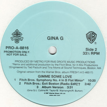 Gina G : Gimme Some Love (12", Promo)