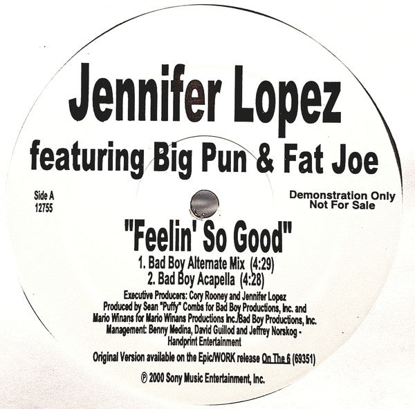 Jennifer Lopez featuring Big Punisher & Fat Joe : Feelin' So Good (Bad Boy Remix) (12", Single, Promo)
