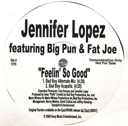 Jennifer Lopez featuring Big Punisher & Fat Joe : Feelin' So Good (Bad Boy Remix) (12", Single, Promo)