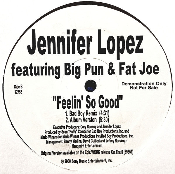 Jennifer Lopez featuring Big Punisher & Fat Joe : Feelin' So Good (Bad Boy Remix) (12", Single, Promo)