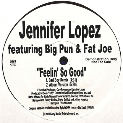 Jennifer Lopez featuring Big Punisher & Fat Joe : Feelin' So Good (Bad Boy Remix) (12", Single, Promo)