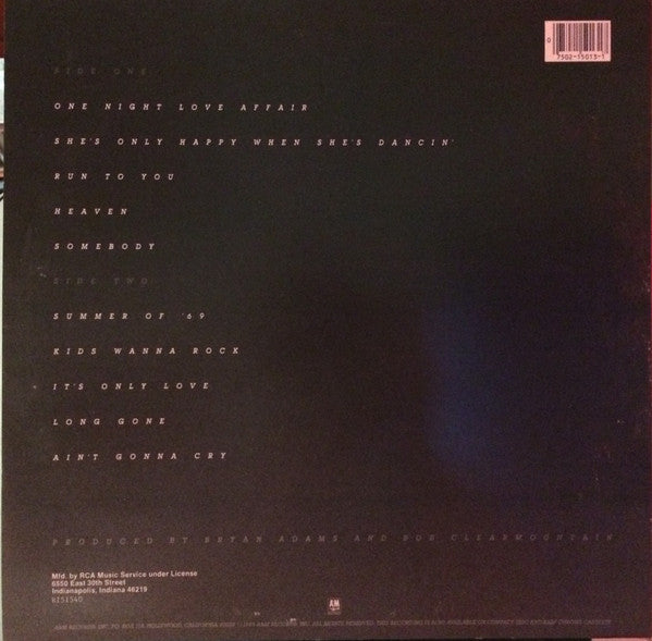 Bryan Adams : Reckless (LP, Album, Club, RCA)