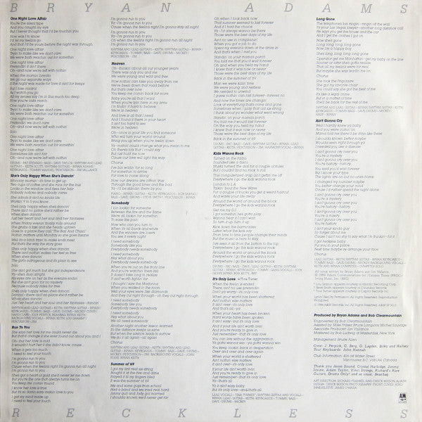 Bryan Adams : Reckless (LP, Album, Club, RCA)