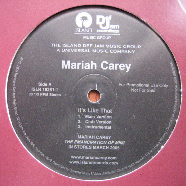 Mariah Carey : It's Like That (12", Promo)