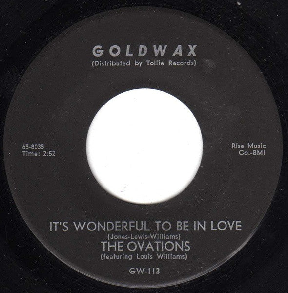 The Ovations : It's Wonderful To Be In Love / Dance Party (7", Single, Bla)