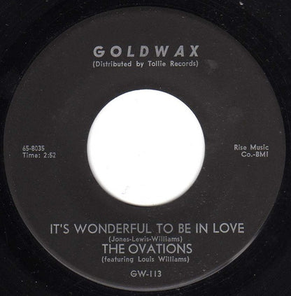 The Ovations : It's Wonderful To Be In Love / Dance Party (7", Single, Bla)