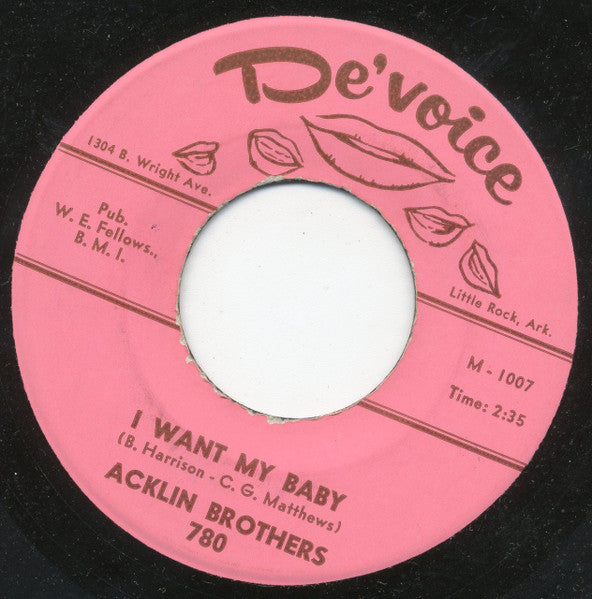 Acklin Brothers : Junior's Angle / I Want My Baby (7")