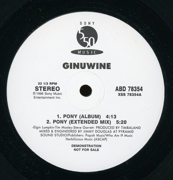 Ginuwine : Pony (12", Single, Promo)
