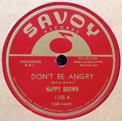 Nappy Brown : Don't Be Angry / It's Really You (10", Single)