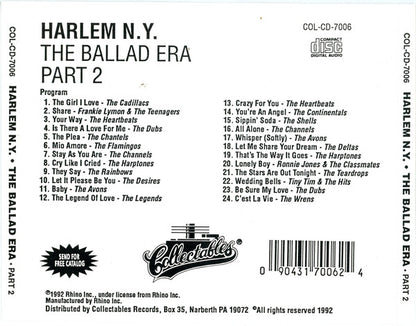 Various : Harlem N.Y. - The Ballad Era - Part 2 (CD, Comp)