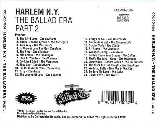 Various : Harlem N.Y. - The Ballad Era - Part 2 (CD, Comp)