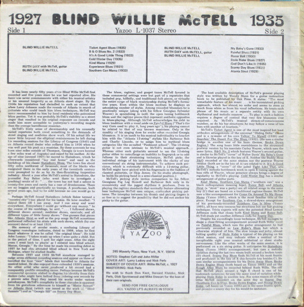 Blind Willie McTell : 1927-1935 (LP, Comp)