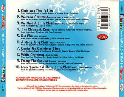 Various : Billboard Presents Family Christmas Classics (CD, Comp, Mono)