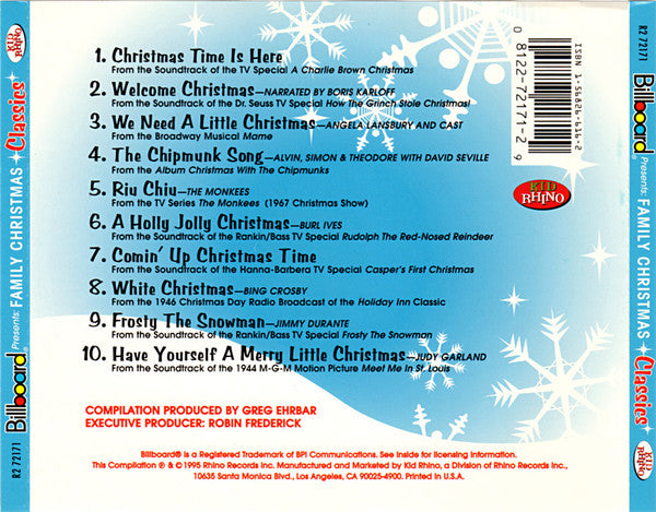 Various : Billboard Presents Family Christmas Classics (CD, Comp, Mono)