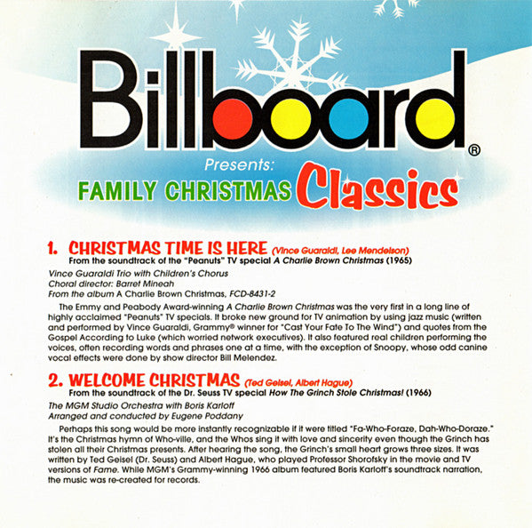Various : Billboard Presents Family Christmas Classics (CD, Comp, Mono)