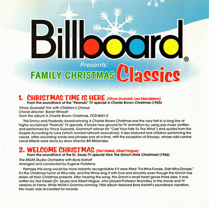 Various : Billboard Presents Family Christmas Classics (CD, Comp, Mono)