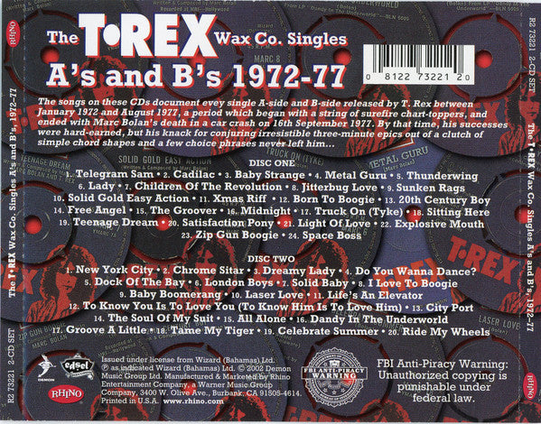 T. Rex : The T•Rex Wax Co. Singles A's And B's 1972-77 (2xCD, Comp)