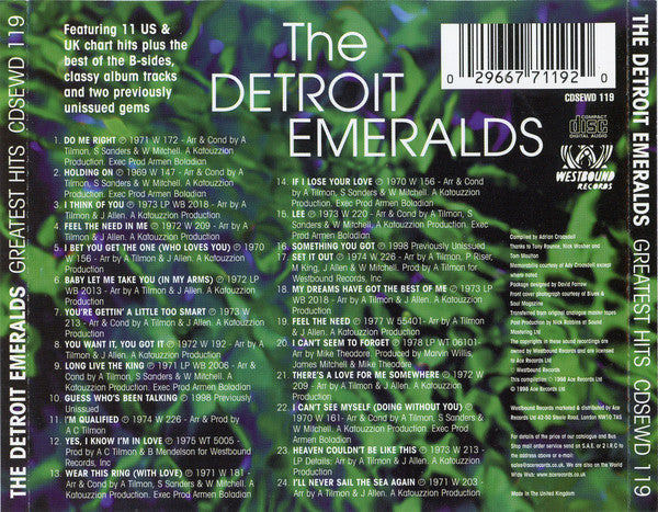 Detroit Emeralds : Greatest Hits (CD, Comp, RE)