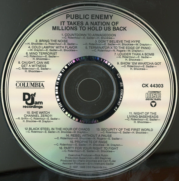 Public Enemy : It Takes A Nation Of Millions To Hold Us Back (CD, Album, RP)