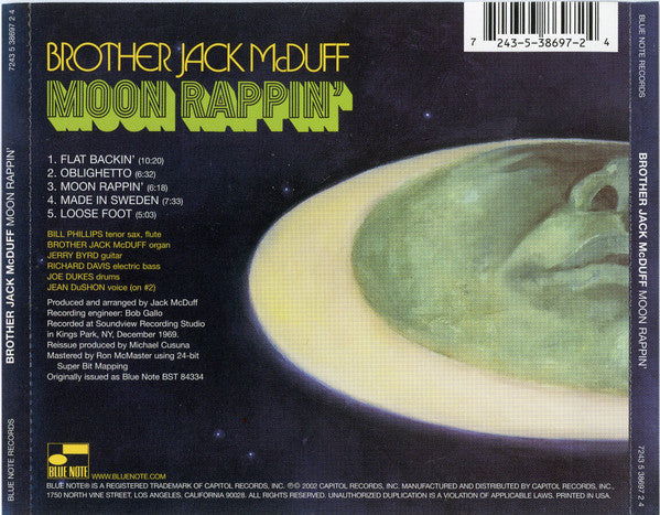 Brother Jack McDuff : Moon Rappin' (CD, Album, RE)