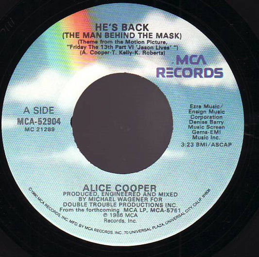 Alice Cooper (2) : He's Back (The Man Behind The Mask) (7", Single, Glo)