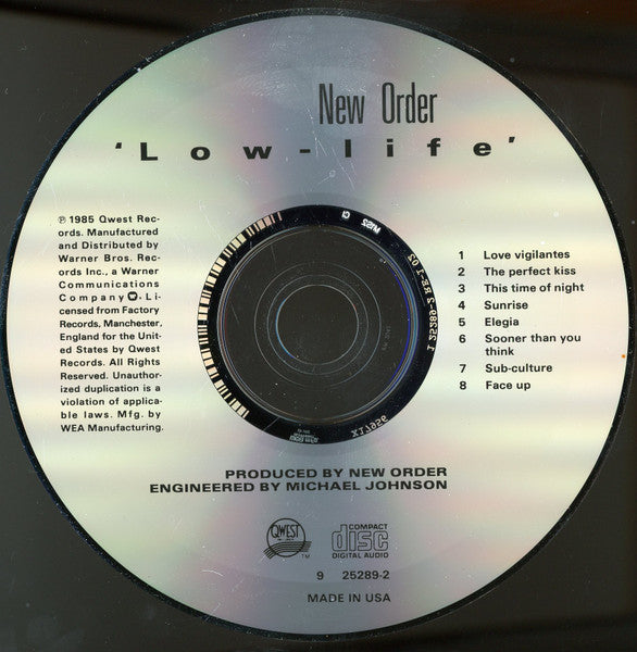 New Order : 'Low-life' (CD, Album, RP, WEA)