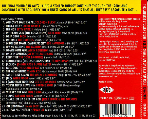 Leiber & Stoller : The Leiber & Stoller Story Volume 3 (Shake 'Em Up & Let 'Em Roll 1962-1969) (CD, Comp, Mono, RE)