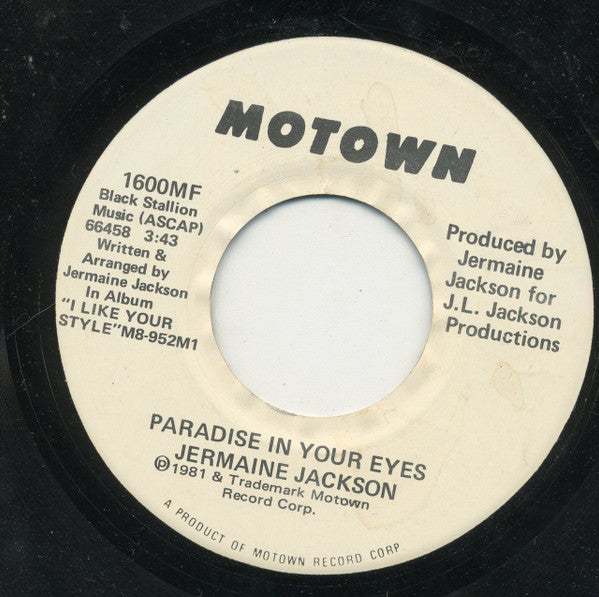 Jermaine Jackson : Paradise In Your Eyes (7", Single, Promo)