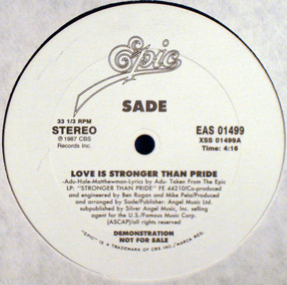Sade : Love Is Stronger Than Pride (12", Promo)
