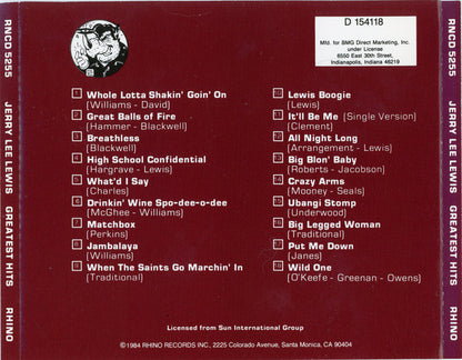 Jerry Lee Lewis : 18 Original Sun Greatest Hits (CD, Comp, Club, Hun)