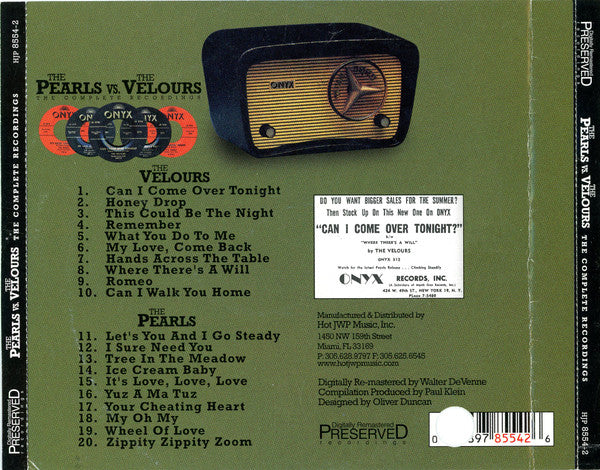 The Pearls (6) vs. The Velours : The Complete Recordings (CD, Comp, RM)