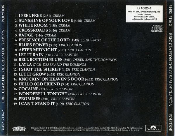 Eric Clapton : The Cream Of Clapton (CD, Comp, Club, RM, PMD)