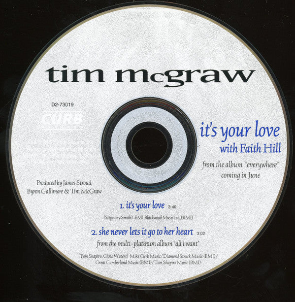 Tim McGraw With Faith Hill : It's Your Love (CD, Single)